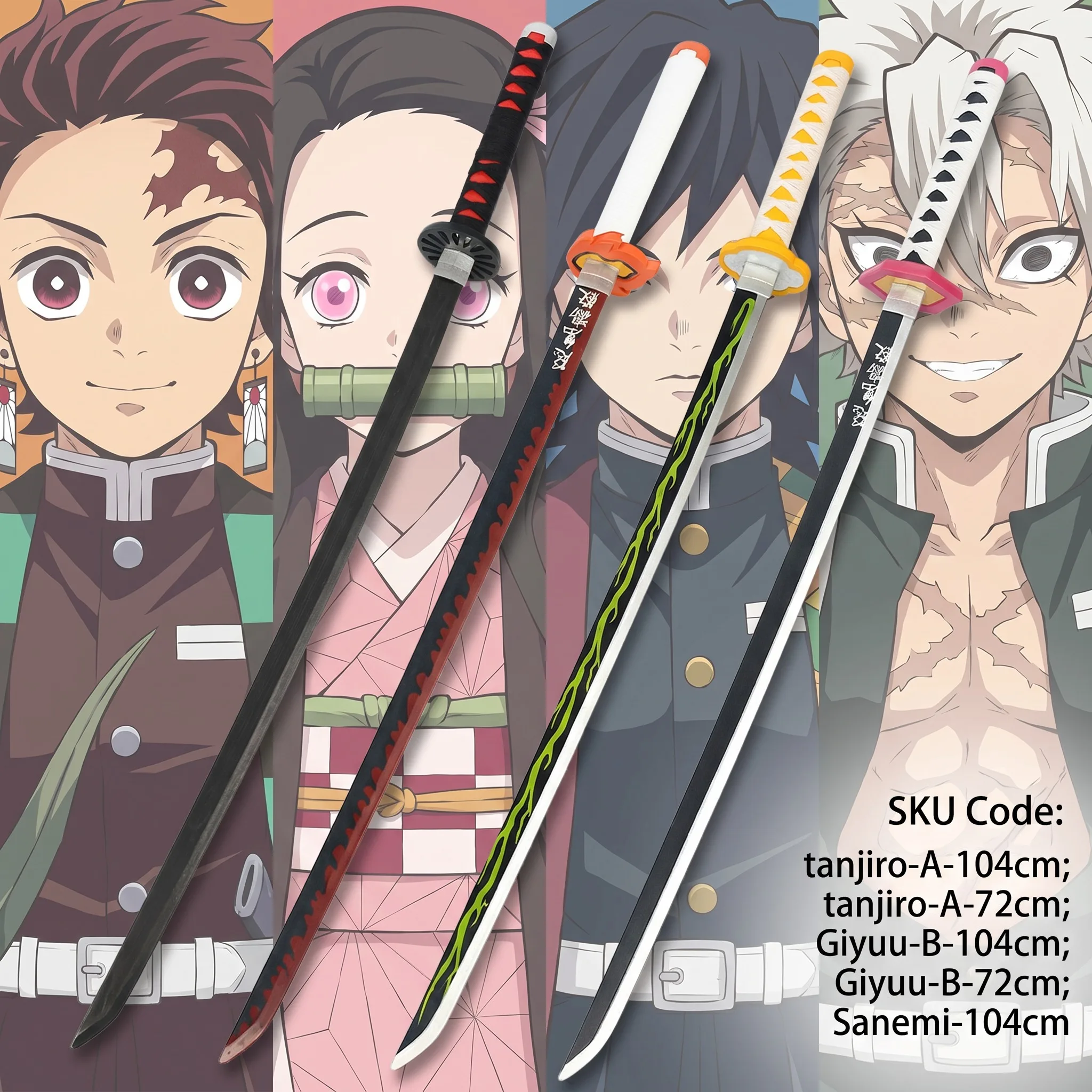 72 104cm Demon Slayer Katana T - Cosplay Prop Display 评论和价格
